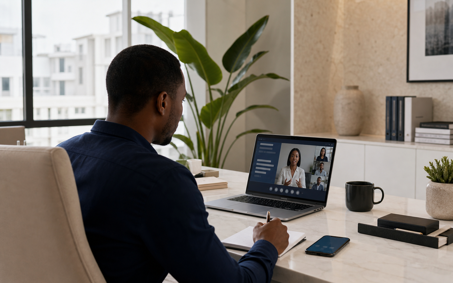 Participant joining a Limestone 2.1 webinar on a laptop