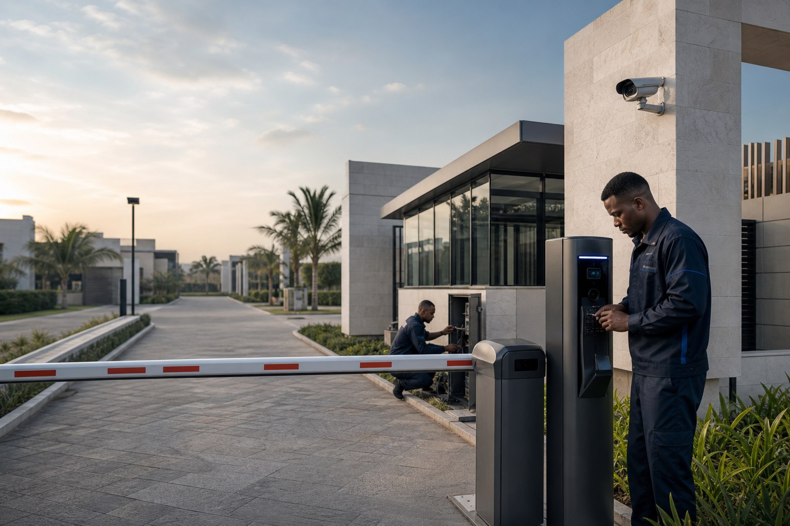 Limestone technicians commissioning access-control hardware