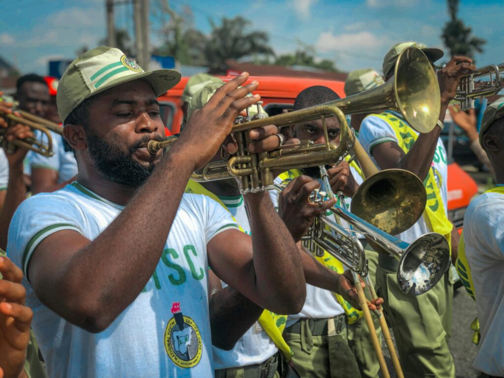 A corper performing his assigned NYSC duties on the camp.