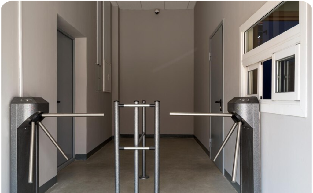 Pedestrian Turnstiles with Stone Security